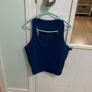 Blue cropped workout top